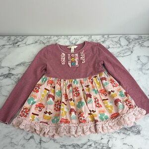 Matilda Jane Canning Mason Jars Ruffle Lace Hem Peplum Tunic Top Girls 4